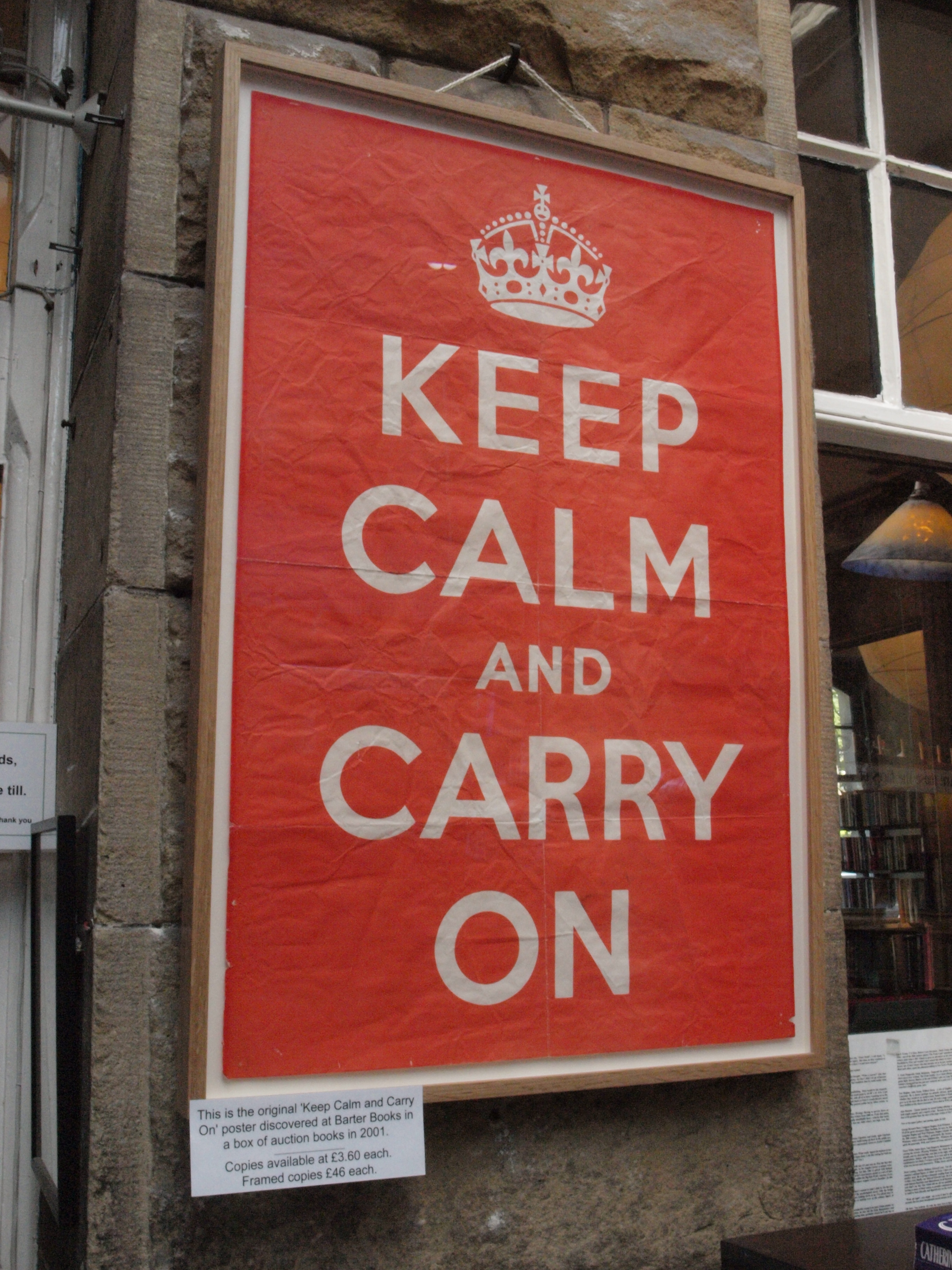 Original Keep Calm poster displayed at Barter Books